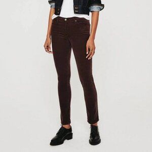 AG~ Prima Rich Oak Brown Corduroy Mid Rise Cigarette Pants size 28